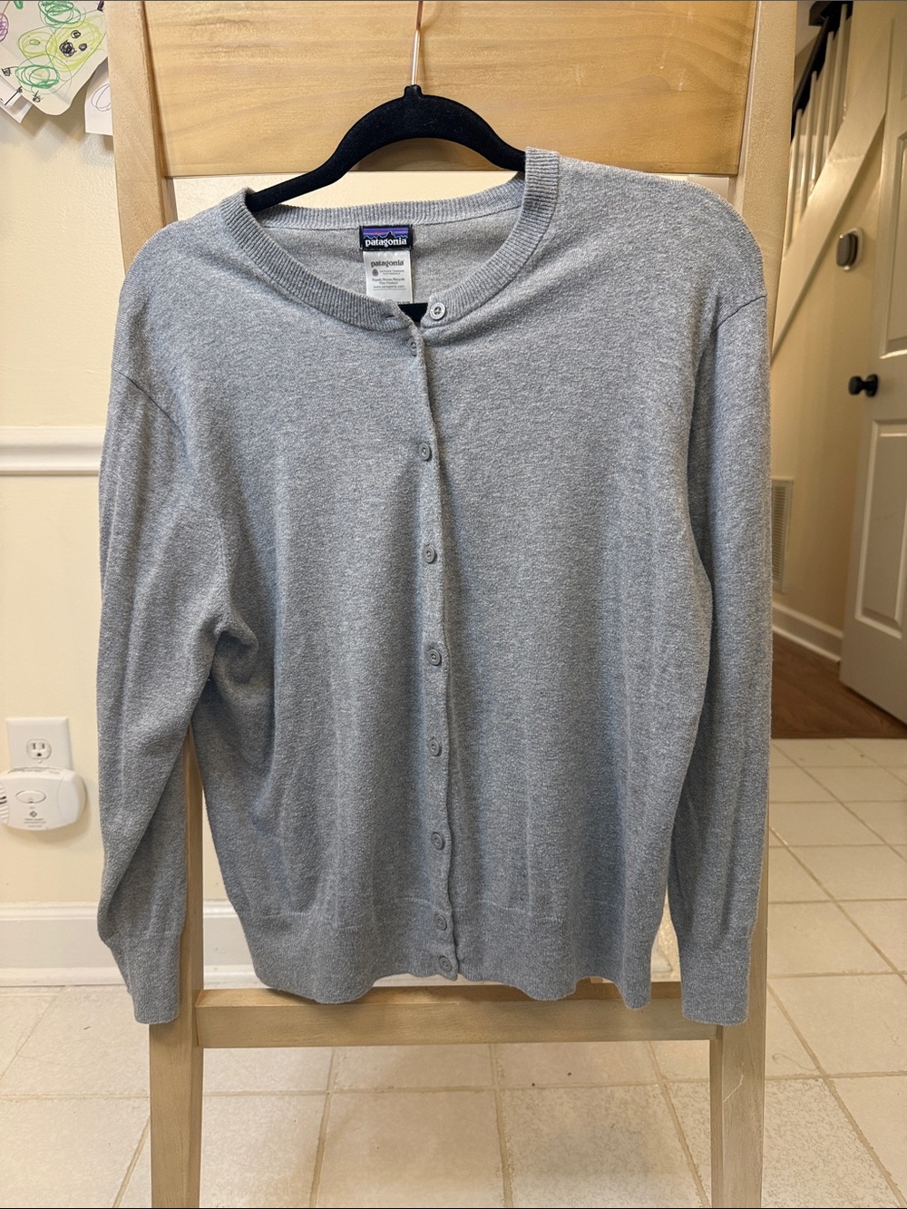 Patagonia Light Gray Button-Up Crewneck Cardigan Common Threads